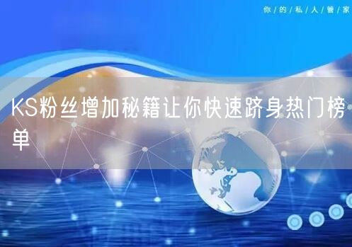 KS粉丝增加秘籍让你快速跻身热门榜单