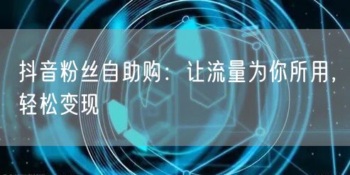 抖音粉丝自助购：让流量为你所用，轻松变现