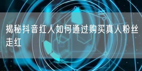 揭秘抖音红人如何通过购买真人粉丝走红