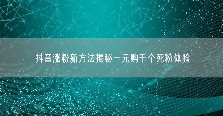 抖音涨粉新方法揭秘一元购千个死粉体验