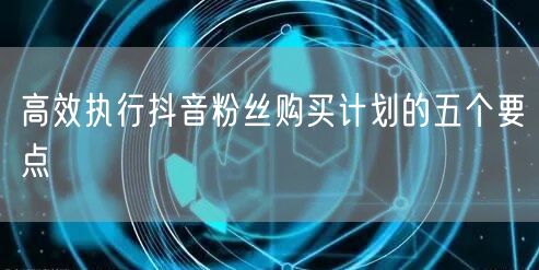 高效执行抖音粉丝购买计划的五个要点