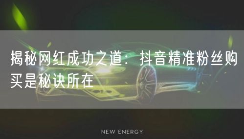 揭秘网红成功之道：抖音精准粉丝购买是秘诀所在